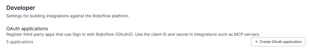 Developer settings with OAuth applications